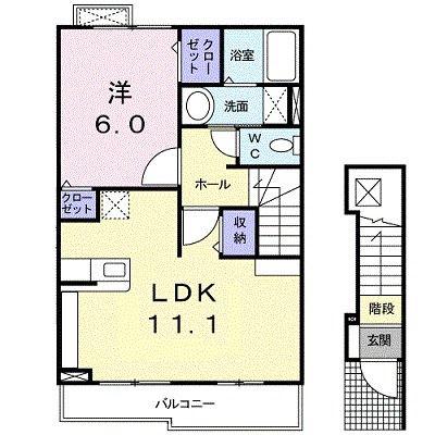 サンローラン(1LDK/2階)の間取り写真