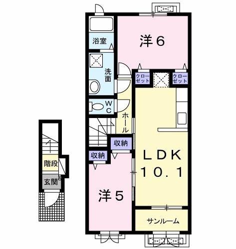 COSTA MESA I(2LDK/2階)の間取り写真