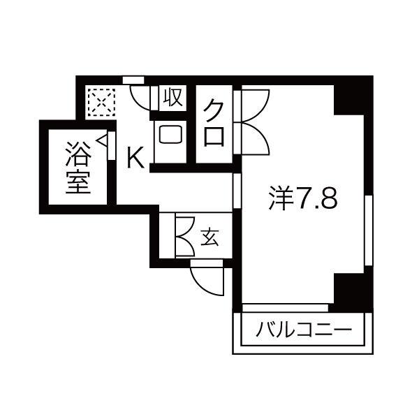 ルーミヤ鶴舞(1K/7階)の間取り写真