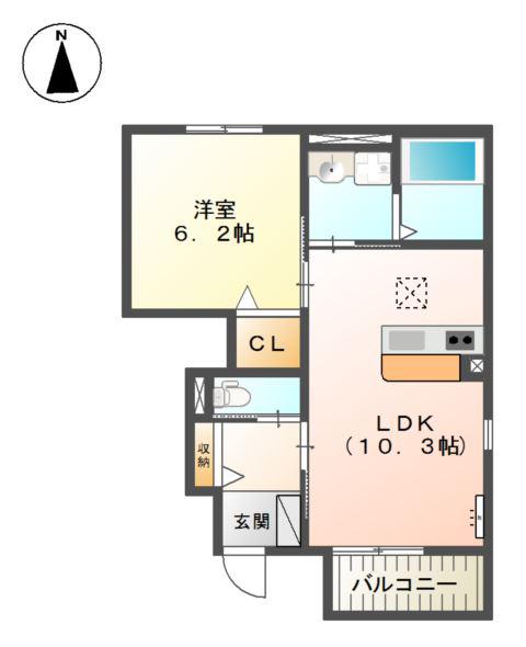 E´TOILE D´OR (1LDK/1階)の間取り写真