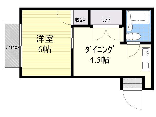 新川ハイツ(1DK/1階)の間取り写真