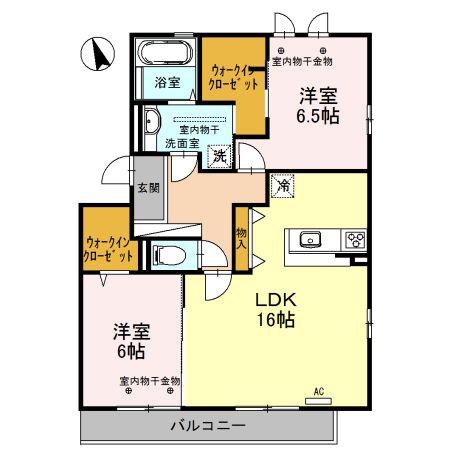 グレースフル華 A棟(2LDK/2階)の間取り写真
