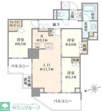 プラウド立川マークス(3LDK/8階)の間取り写真