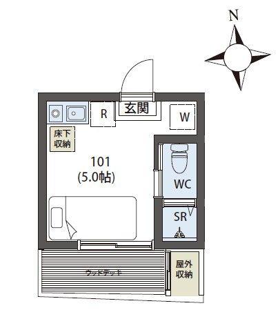 SIESTAVILLA上鷺宮の杜 ウエスト棟(ワンルーム/1階)の間取り写真