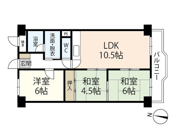 アームズ皆実(3LDK/8階)の間取り写真