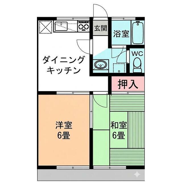 柏市高田アパート(2DK/1階)の間取り写真
