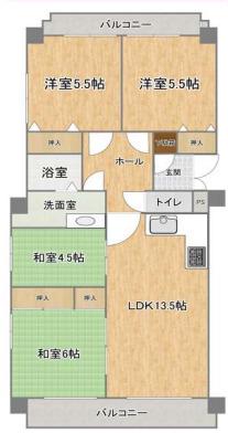 デュオ苦楽園 2号棟(2LDK/3階)の間取り写真