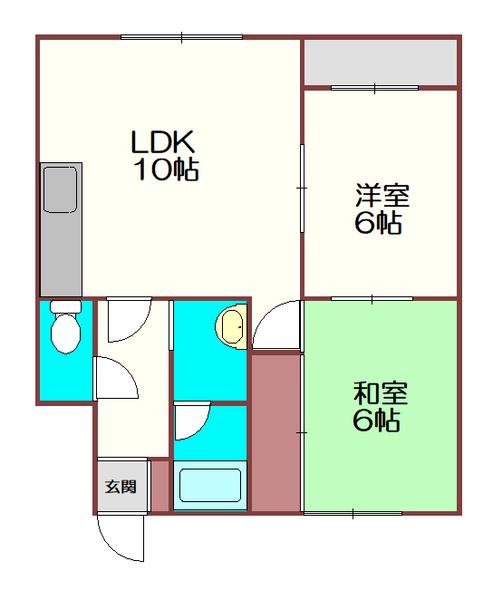 コーポ美沢1(2DK/2階)の間取り写真