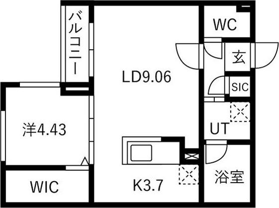 カレラ水車町(1LDK/2階)の間取り写真