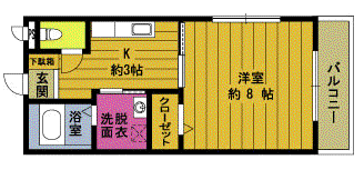 エクレール杵築M(1K/2階)の間取り写真