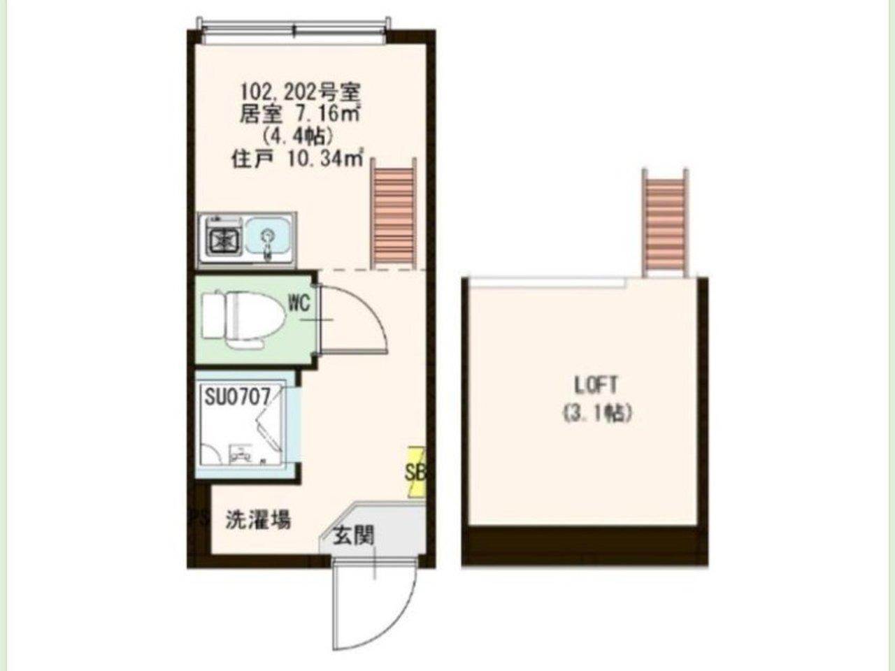 STAGE高田馬場(ワンルーム/2階)の間取り写真