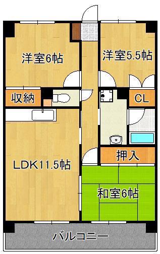 アブニール篠崎第2ビル(3LDK/4階)の間取り写真