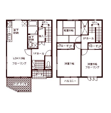 シャインビレッジB棟(3LDK/1階)の間取り写真