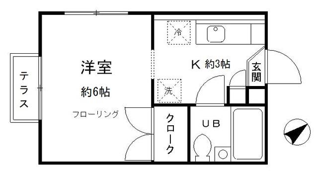 グレイス久我山II(1K/1階)の間取り写真