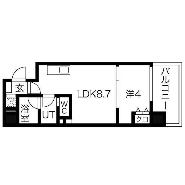 ブエナビスタ上町(1LDK/7階)の間取り写真