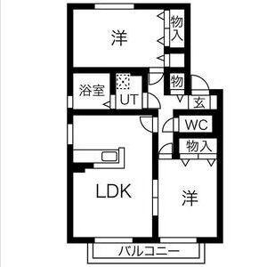 ファミール田井城C棟(2LDK/2階)の間取り写真
