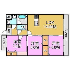 レーヴメゾン羽衣(3LDK/3階)の間取り写真