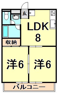 ベルセゾン(2LDK/1階)の間取り写真