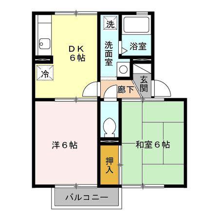 プリムローズABC(2DK/1階)の間取り写真
