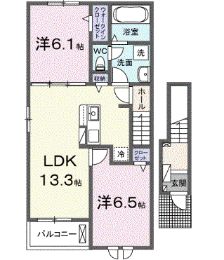 ディオピーノIII(2LDK/2階)の間取り写真
