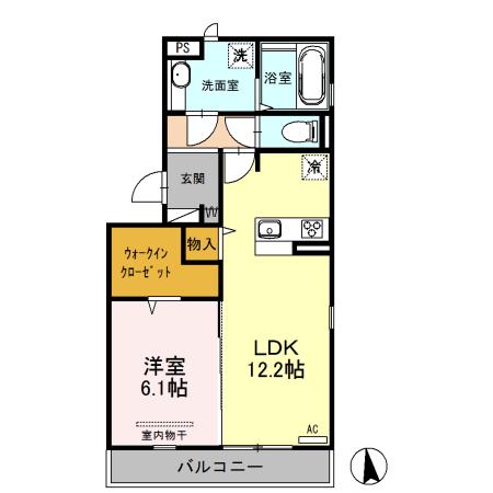 テルメ北石垣 大和(1LDK/3階)の間取り写真