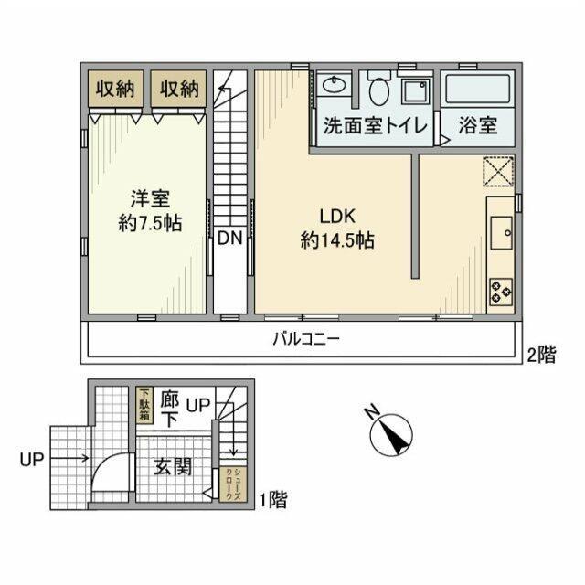 南品川戸建(1LDK/1階)の間取り写真