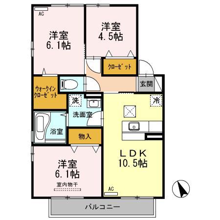 サニーコートヴィラⅡ(3LDK/1階)の間取り写真