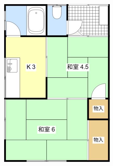 コーポフルタ(2DK/1階)の間取り写真