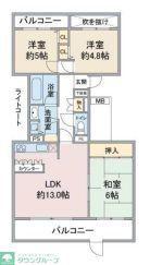 ハイツ東戸塚 II B棟(3LDK/1階)の間取り写真