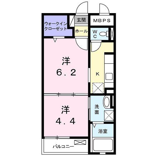 ラ フレシール・ジュネス(1DK/2階)の間取り写真
