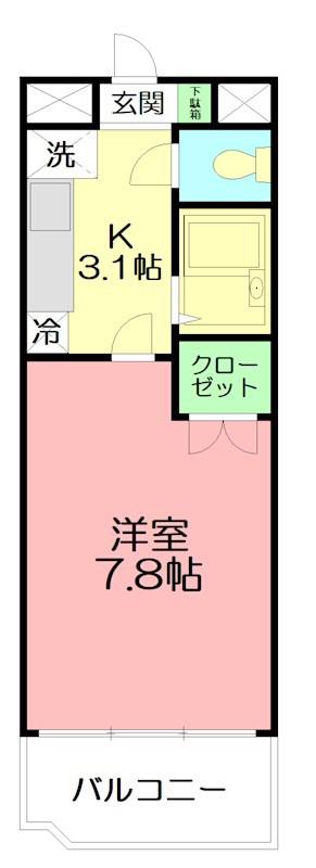プレーヌデュラン(1K/1階)の間取り写真