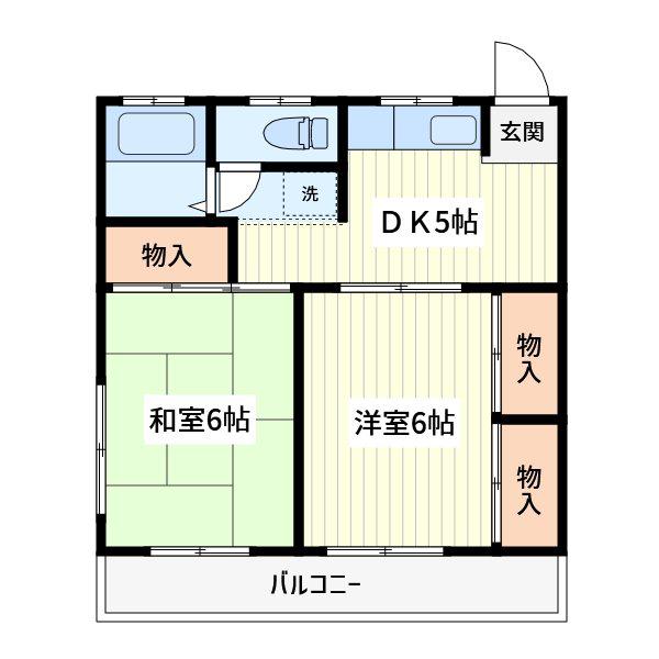 ツカサハイツ(2DK/2階)の間取り写真