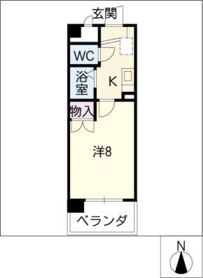 ユーフォニア岩塚(1K/6階)の間取り写真
