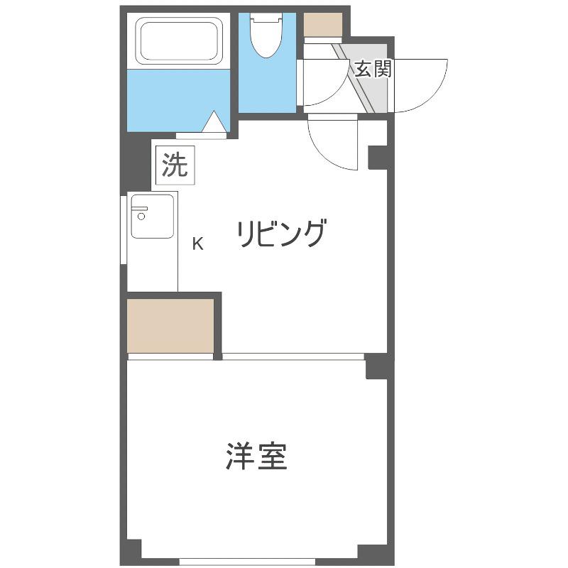 シルバーパールSTR(1DK/1階)の間取り写真