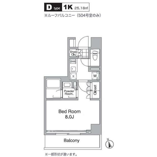 レジディア目黒IV 部屋番号0604(1K/6階)の間取り写真