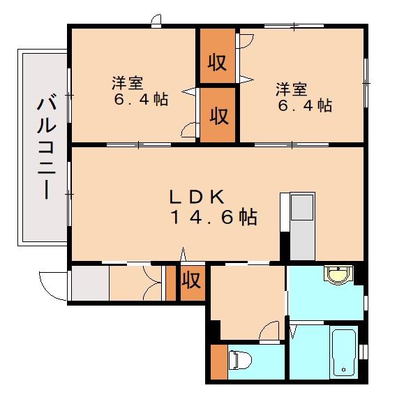 ソラーナA(2LDK/1階)の間取り写真