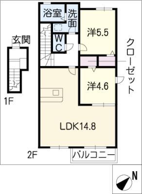 LEGAME(2LDK/2階)の間取り写真