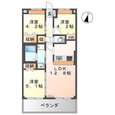 レジデンスガーデンIII(3LDK/2階)の間取り写真
