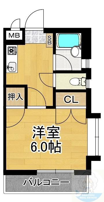 シティハイム愛宕(1K/2階)の間取り写真