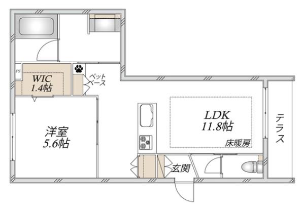 グレイスタウン上北沢(1LDK/1階)の間取り写真