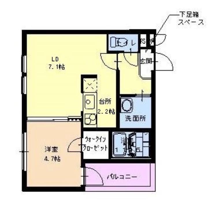 フジパレス内本町II番館(1LDK/3階)の間取り写真