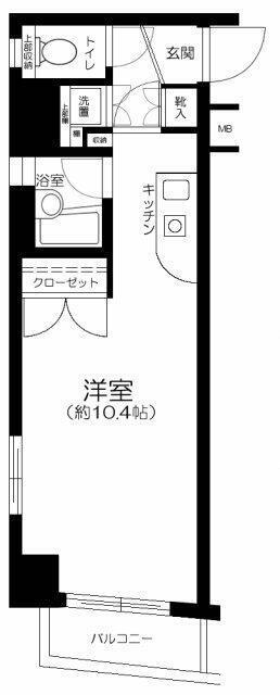 パークウェル世田谷若林(1K/2階)の間取り写真