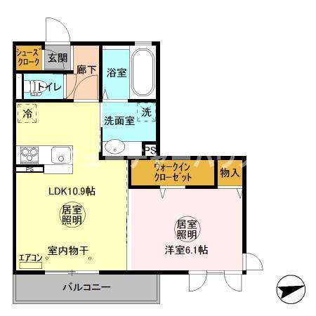 メセナ笠原南(1LDK/3階)の間取り写真