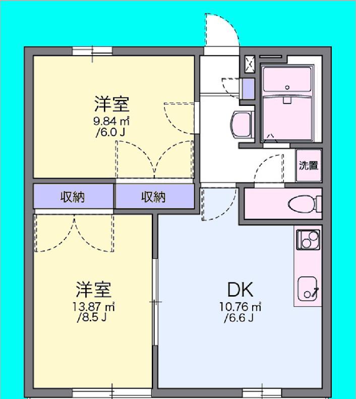鹿子木AREAI(2DK/2階)の間取り写真