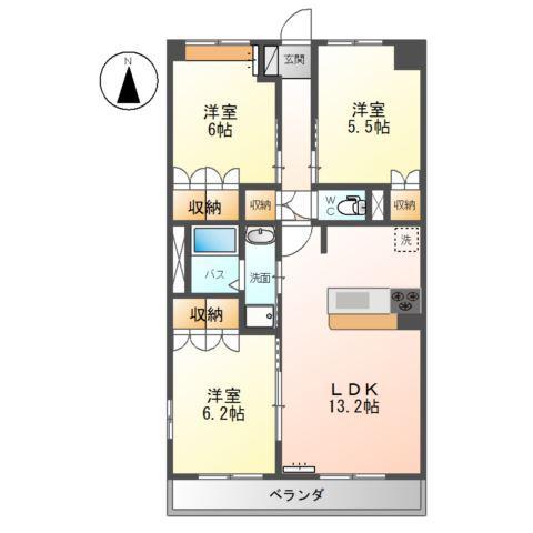 コンフォール里根川(3LDK/2階)の間取り写真