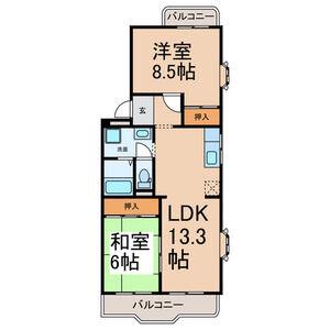 メゾン福谷2(2LDK/2階)の間取り写真
