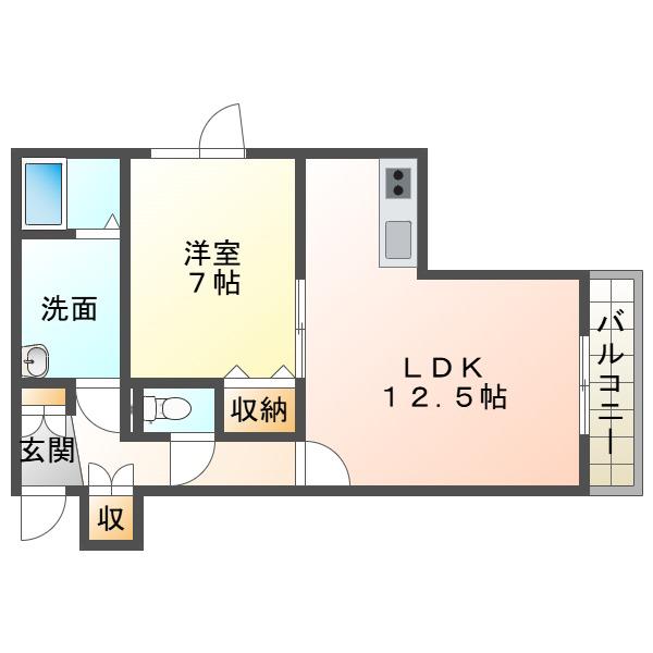 カーサフェリーチェIV(1LDK/3階)の間取り写真