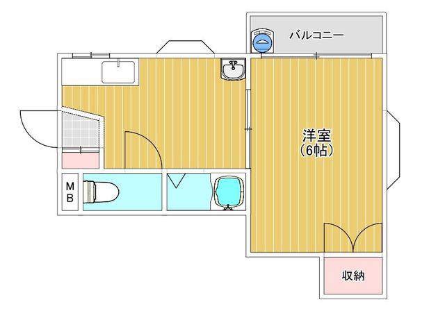 シャルム城南(1DK/2階)の間取り写真