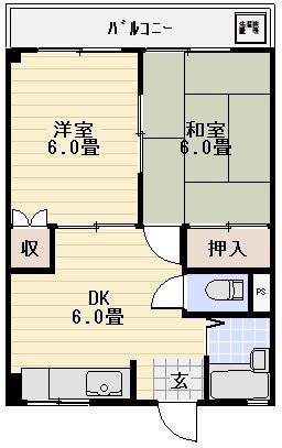 日比谷レジデンス(2DK/3階)の間取り写真
