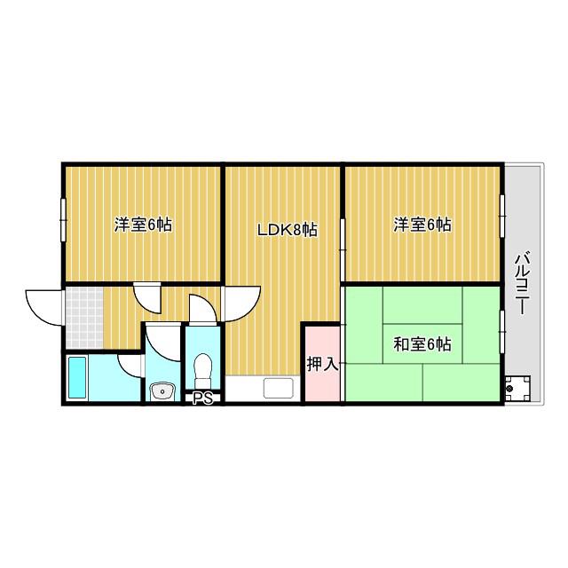 西明石コーポ5(3LDK/2階)の間取り写真